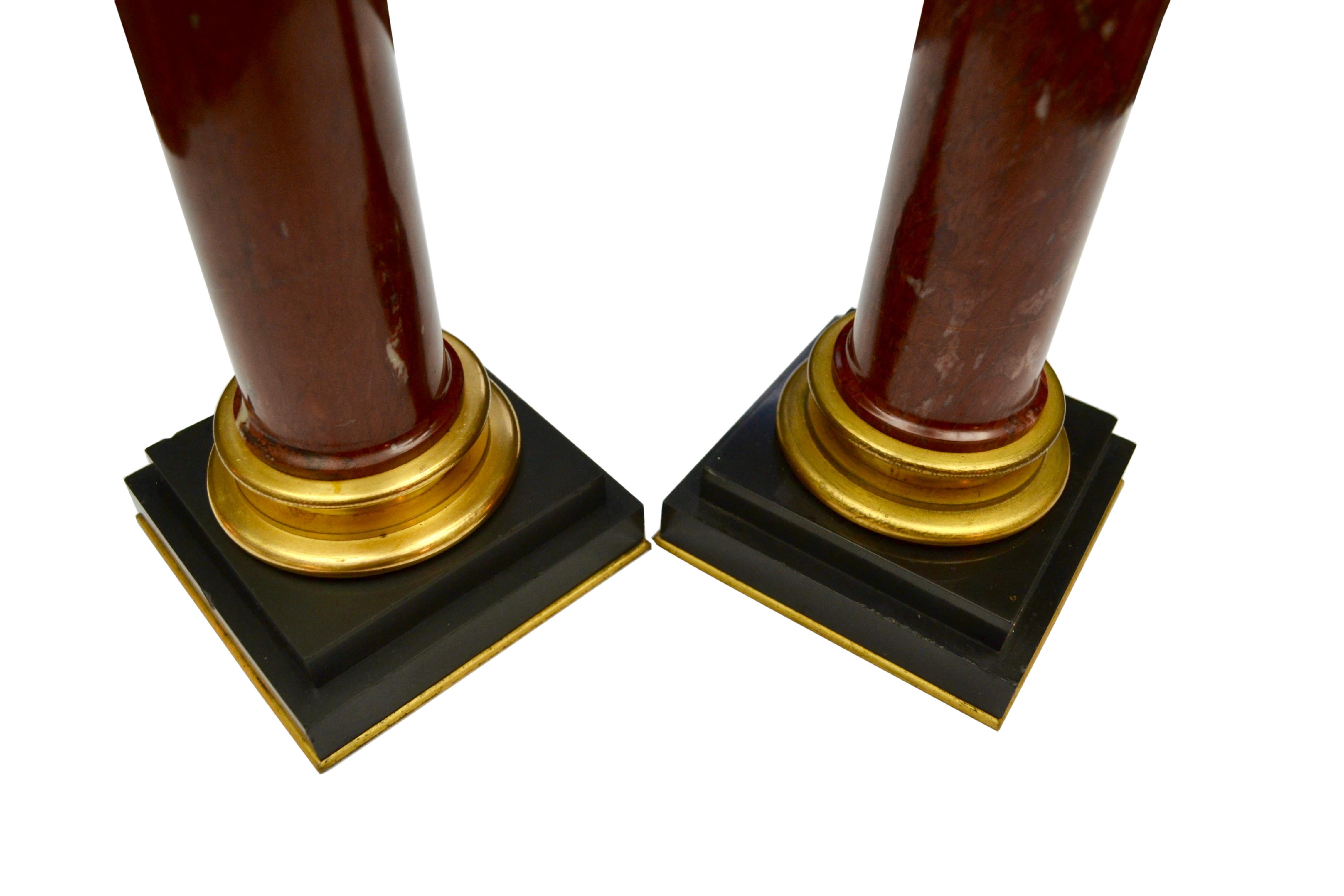 Gilded Bronze Heads of Bacchus and Ariadne on Marble Columns 3