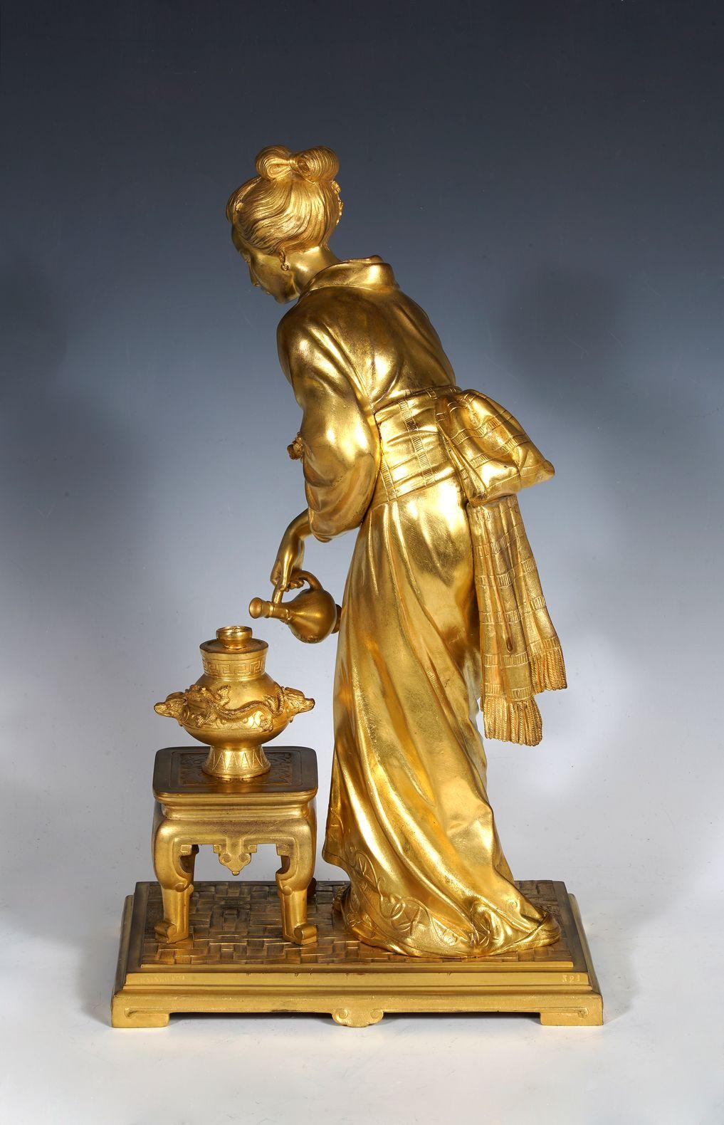 Coppia giapponese in bronzo dorato di E. Laurent & Raingo Frères, Francia, 1880 ca. in vendita 2