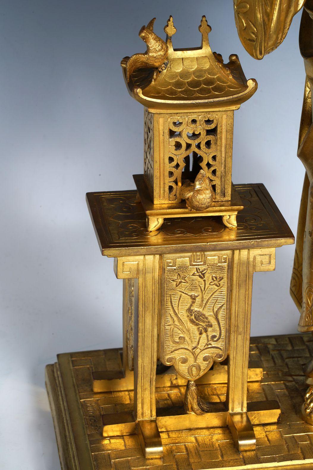 Fine XIX secolo Coppia giapponese in bronzo dorato di E. Laurent & Raingo Frères, Francia, 1880 ca. in vendita