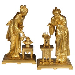 Gilded Bronze Japanese Couple by E. Laurent & Raingo Frères, France, circa 1880