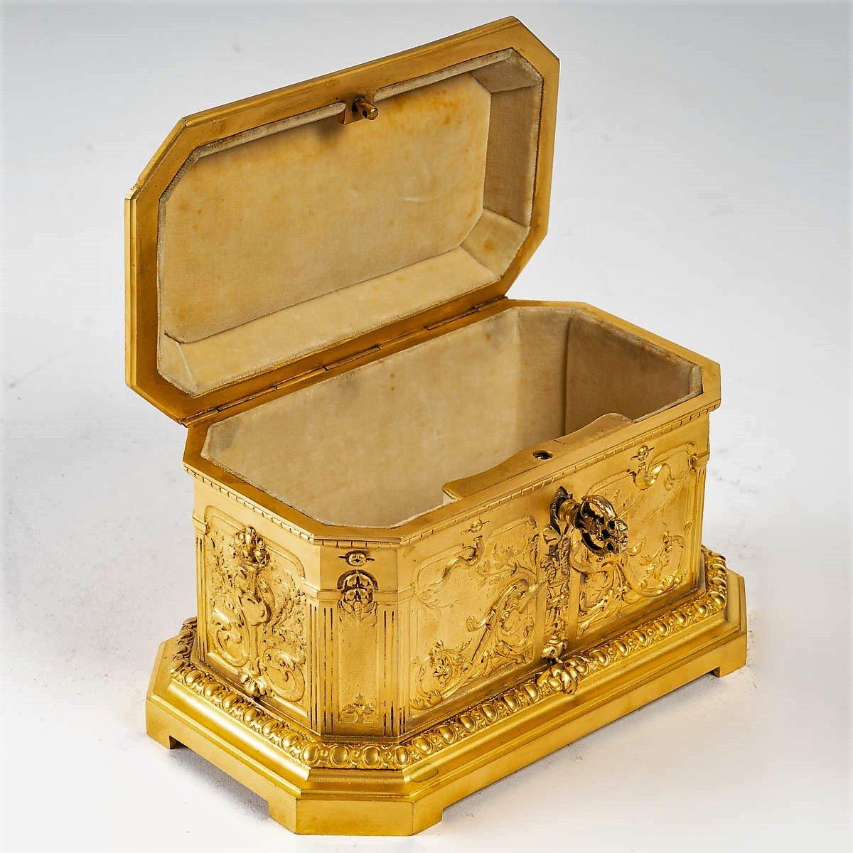 Gilded Bronze Jewelry Box by Paul Louchet In Good Condition In Saint-Ouen, FR