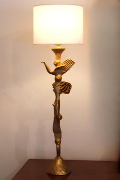 Gilded cast aluminium lamp by Pierre Cazenove for Fondica