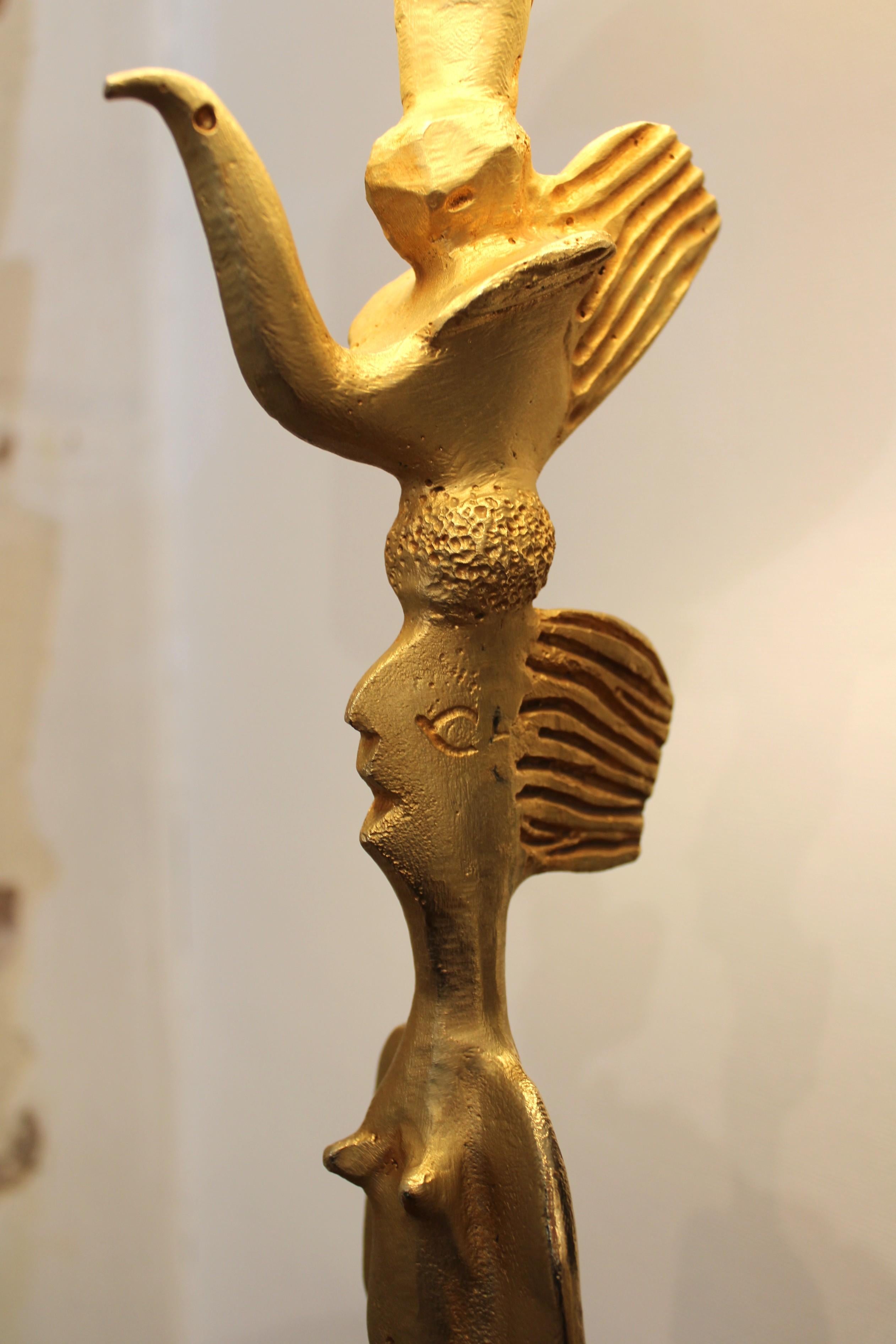 French Gilded bronze lamp by Pierre Cazenove for Fondica For Sale