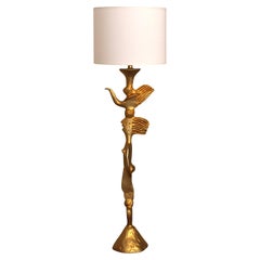 Lampada in bronzo dorato di Pierre Cazenove per Fondica