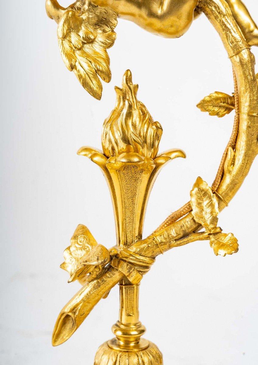 Gilded Bronze Lamp End XIX century In Good Condition In Saint-Ouen, FR