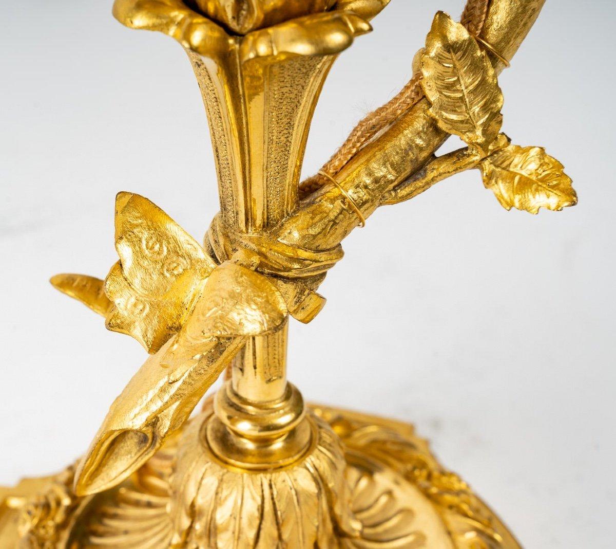 19th Century Gilded Bronze Lamp End XIX century
