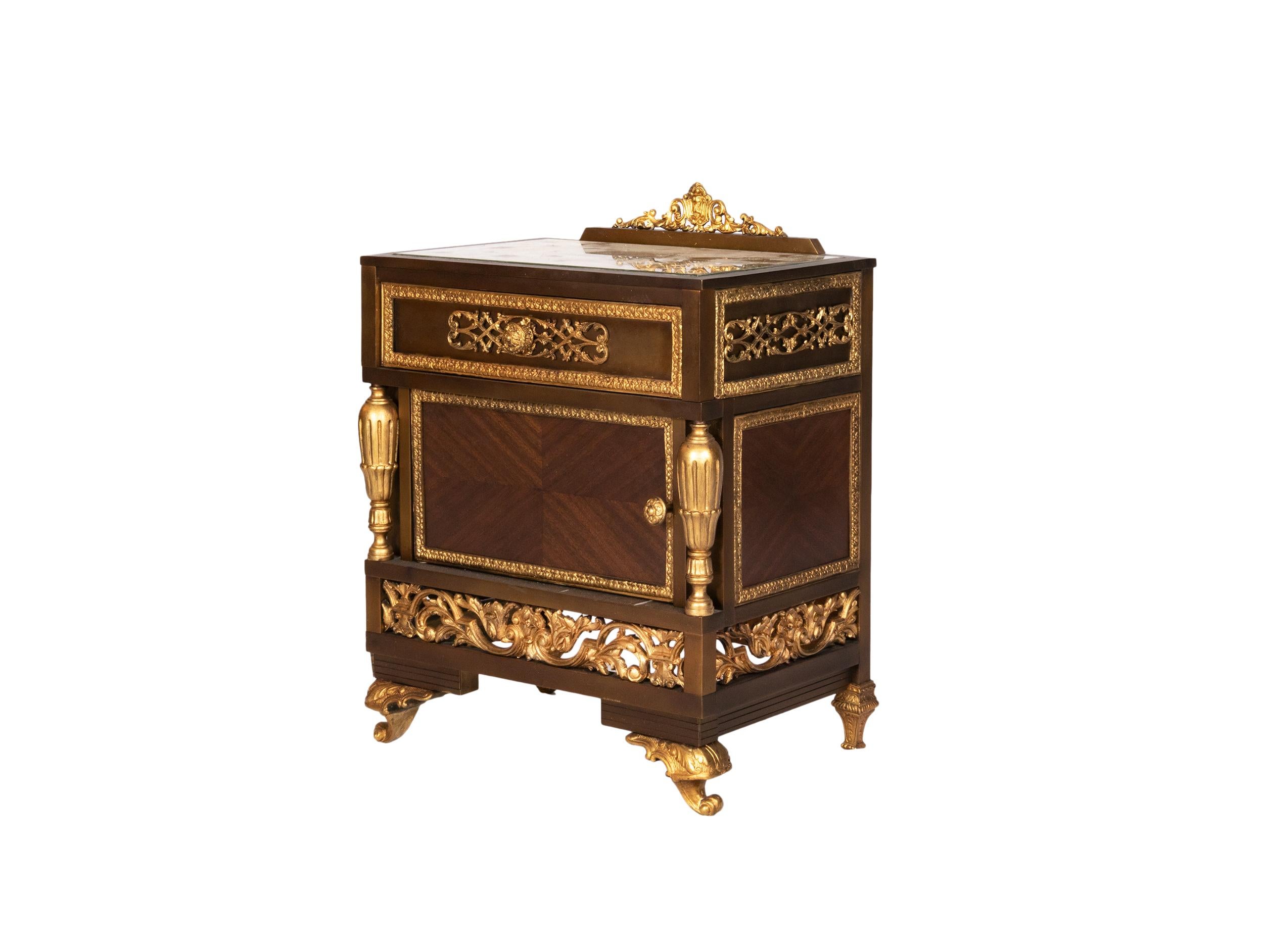 Gilded Bronze Louis XV Bedside tables, 20th Century For Sale 2