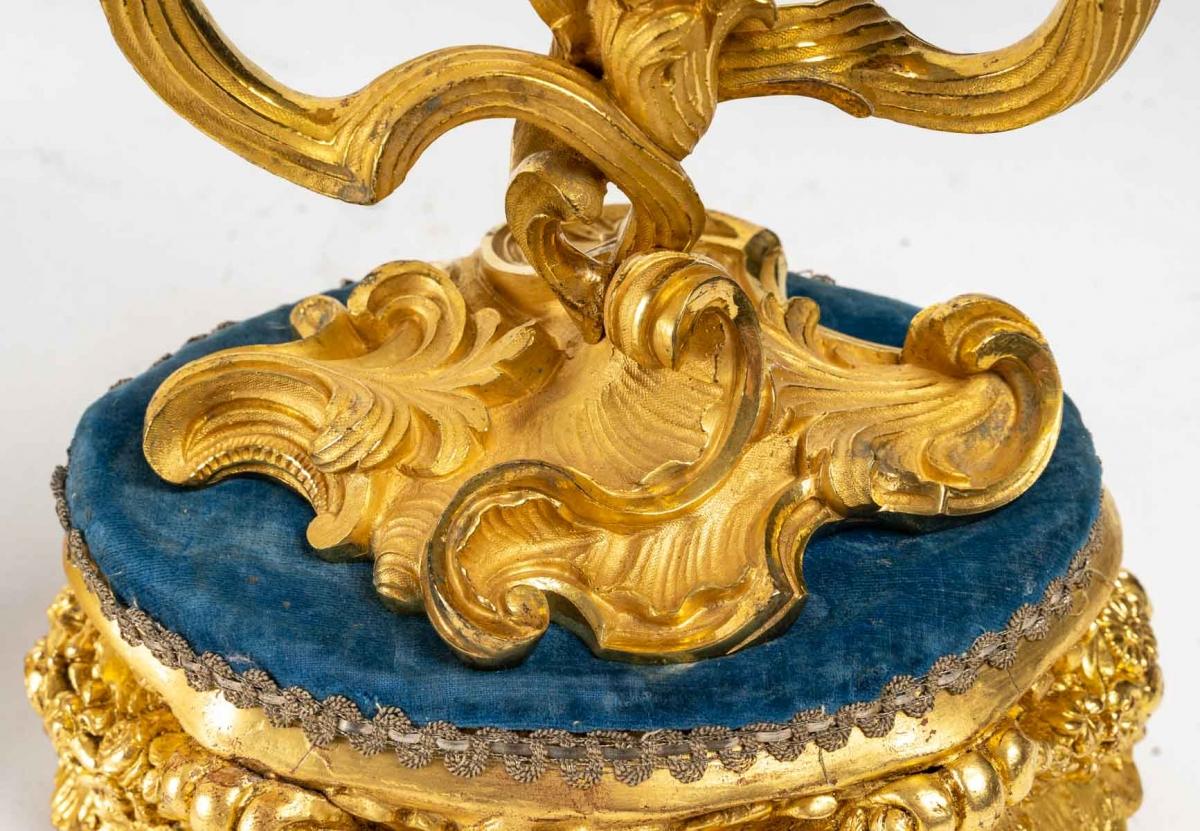 Gilded Bronze Mantel Set, Louis XV Style 2