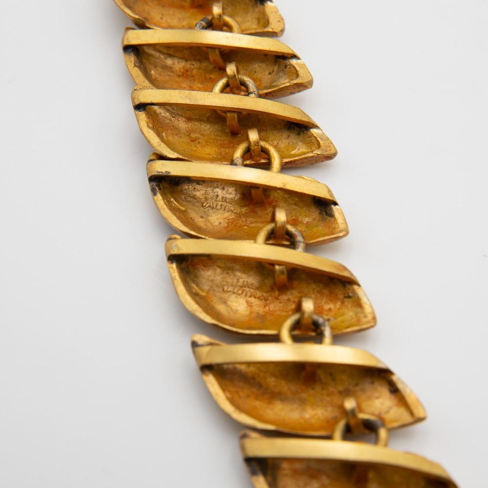 Gilded Bronze Necklace with Enamel Decoration, La Femme du Dragon, Line Vautrin In Good Condition In Uccle, BE
