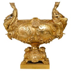 Vergoldetes Pflanzgefäß aus Bronze aus dem 19. Jahrhundert, Napoleon III.-Periode