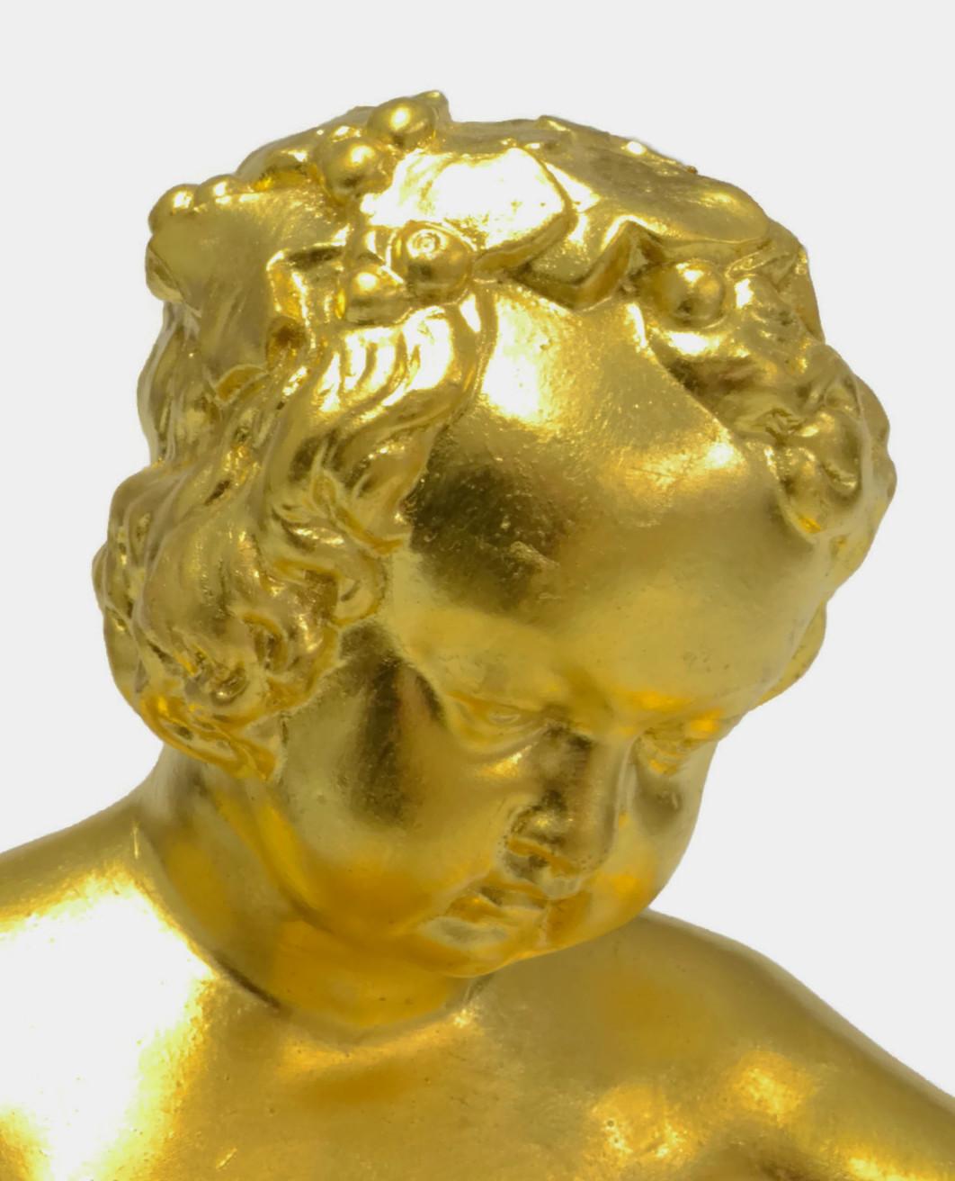 19th Century Gilded Bronze Putto For Sale