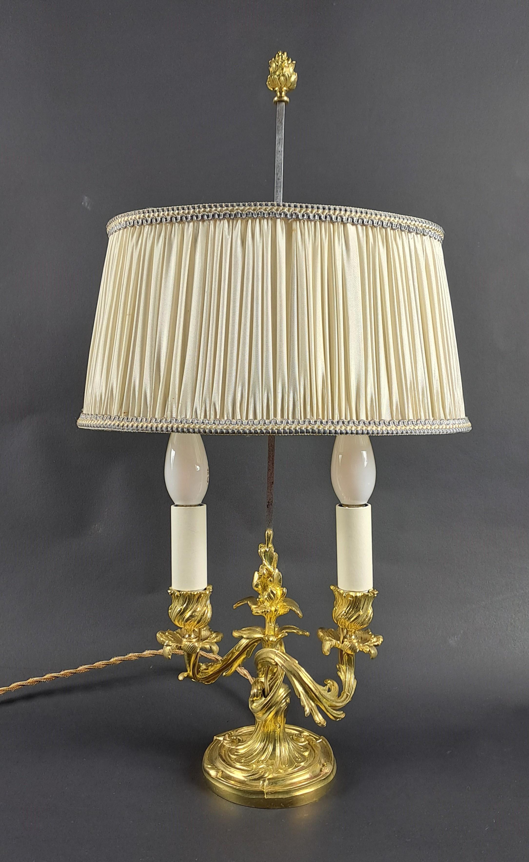 French Gilded Bronze Rocaille Lamp For Sale