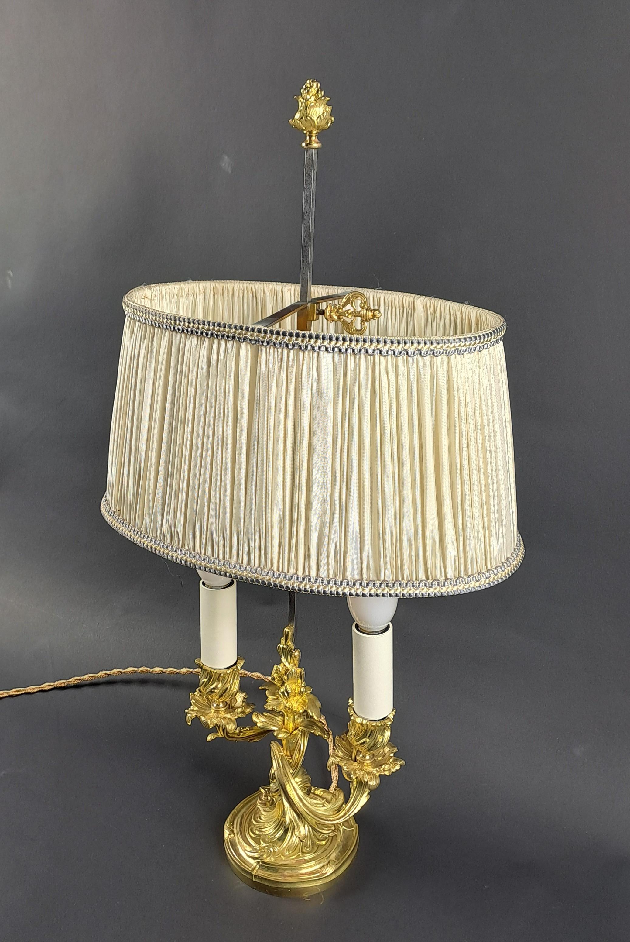 19th Century Gilded Bronze Rocaille Lamp For Sale