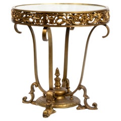 Gilded Bronze Round Glass Table, Louis XV, 20th Century