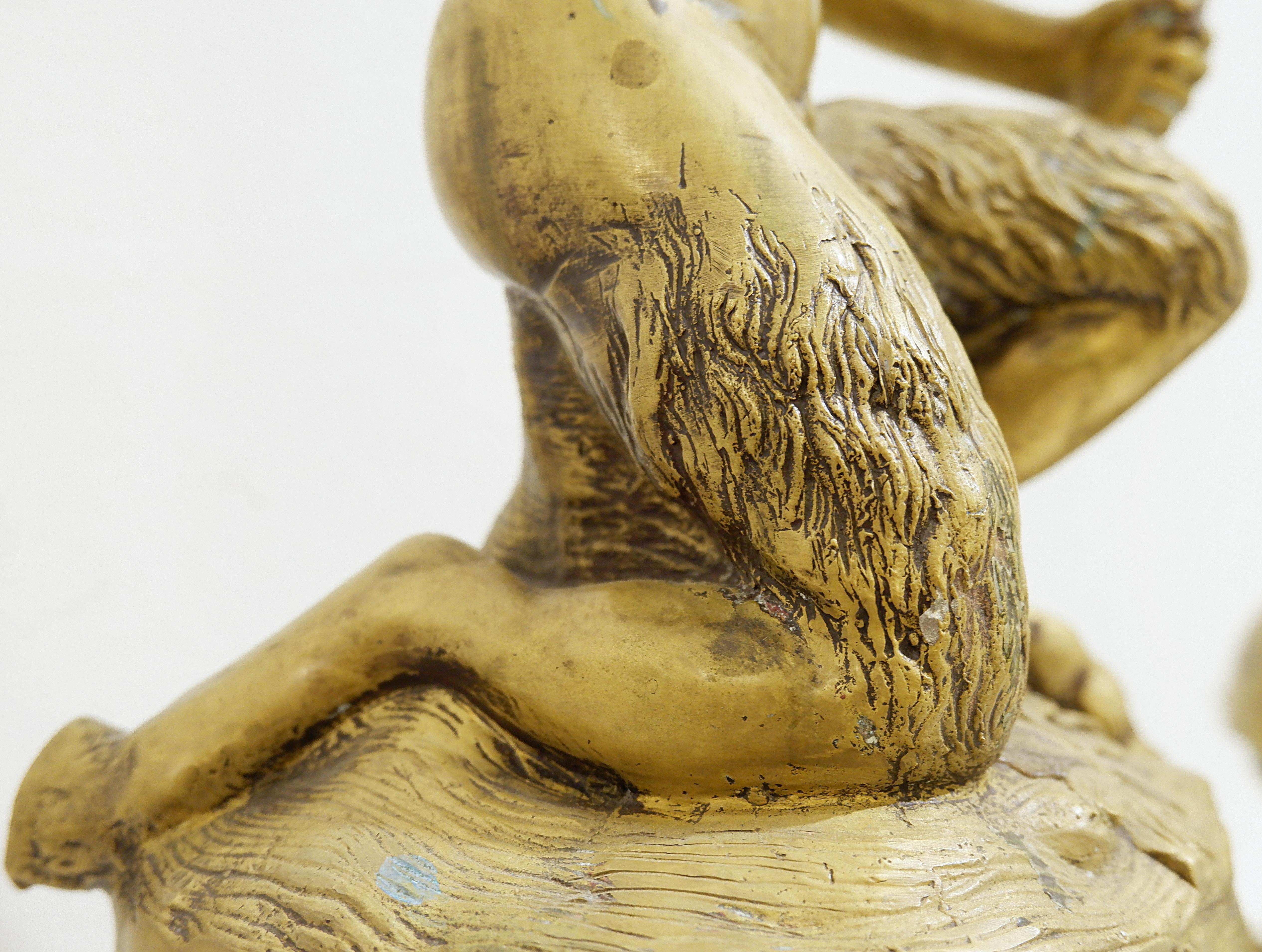 20th Century Gilded Bronze Satyr Couple Candle Holders For Sale