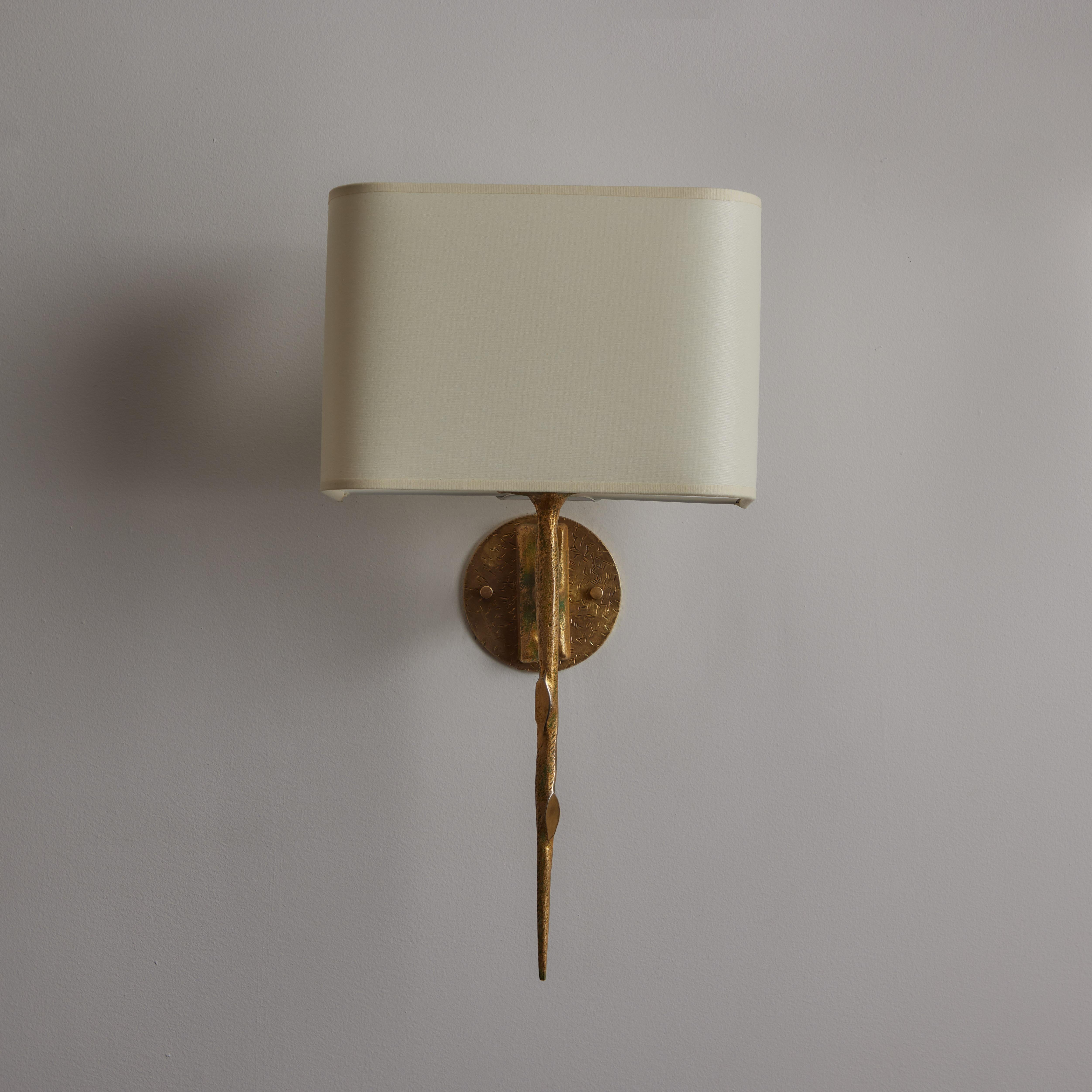 Gilded Bronze Sconces by Maison Arlus In Good Condition For Sale In Los Angeles, CA