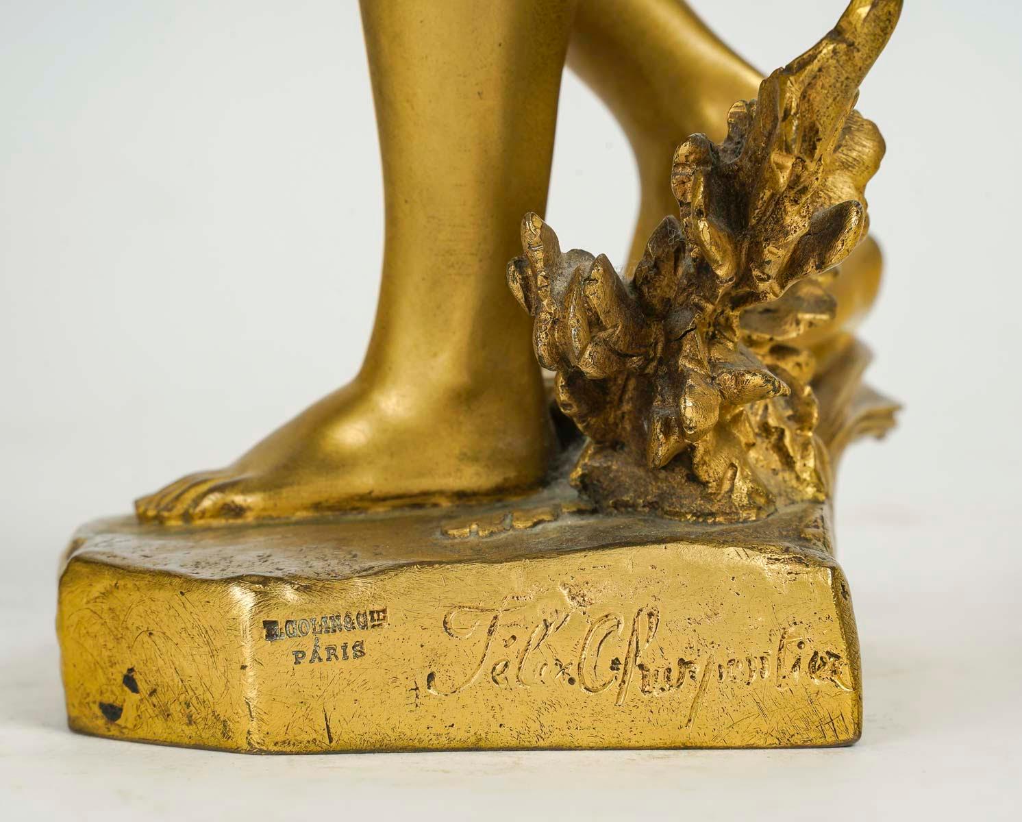 Sculpture en bronze doré de Felix Charpentier, XIXe siècle, période Napoléon III. en vente 4