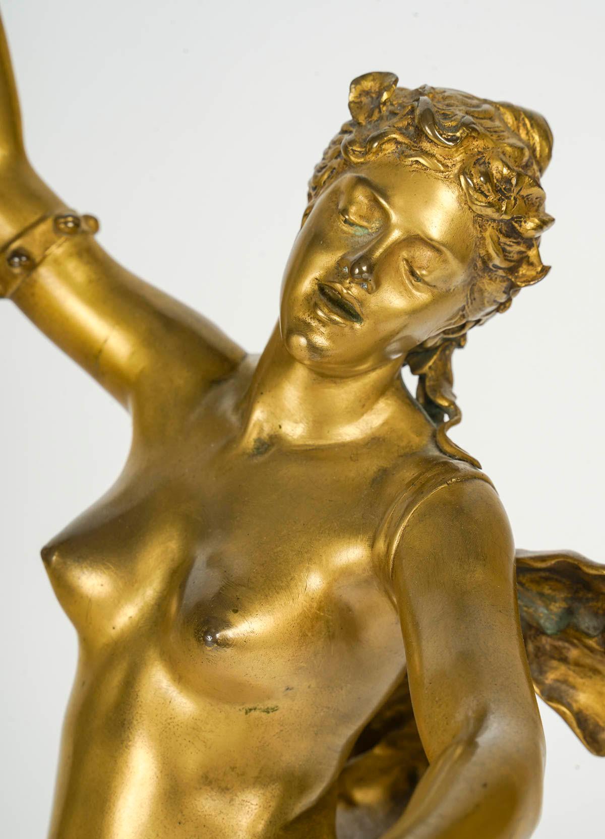 Gilt Gilded Bronze Sculpture by Felix Charpentier, 19th Century, Napoleon III Period. For Sale