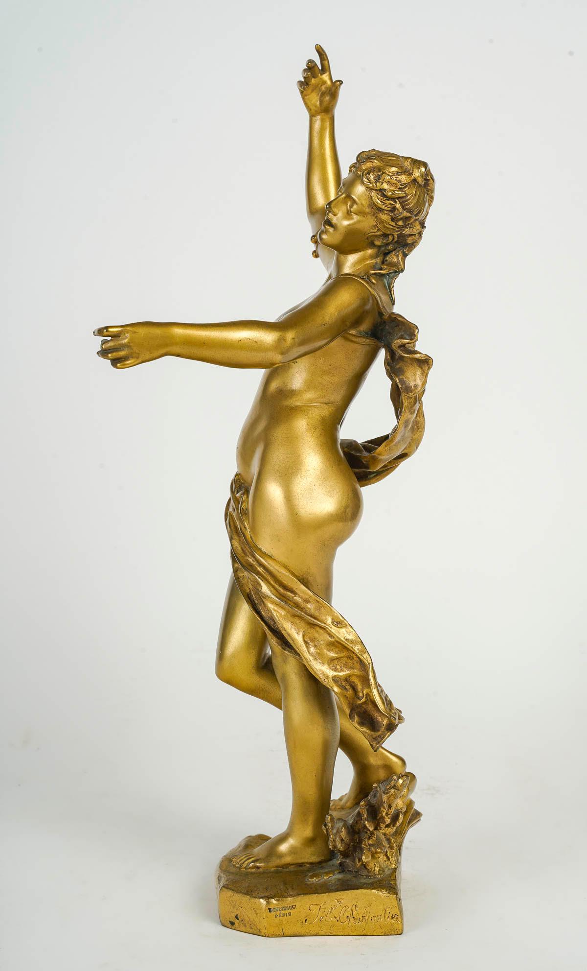 Gilded Bronze Sculpture by Felix Charpentier, 19th Century, Napoleon III Period. For Sale 2
