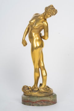 Gilded Bronze Sculpture of a Dancer, 19th Century (Signed)