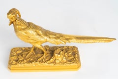 Gilded Bronze Sculpture Of A Pheasant, Early 20th Century, Signed Trodoux.