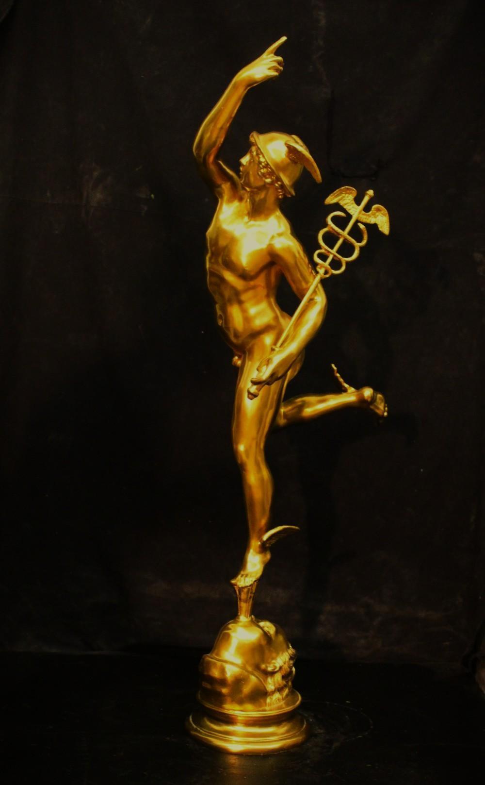 Gilded bronze sculpture of Hermes,
