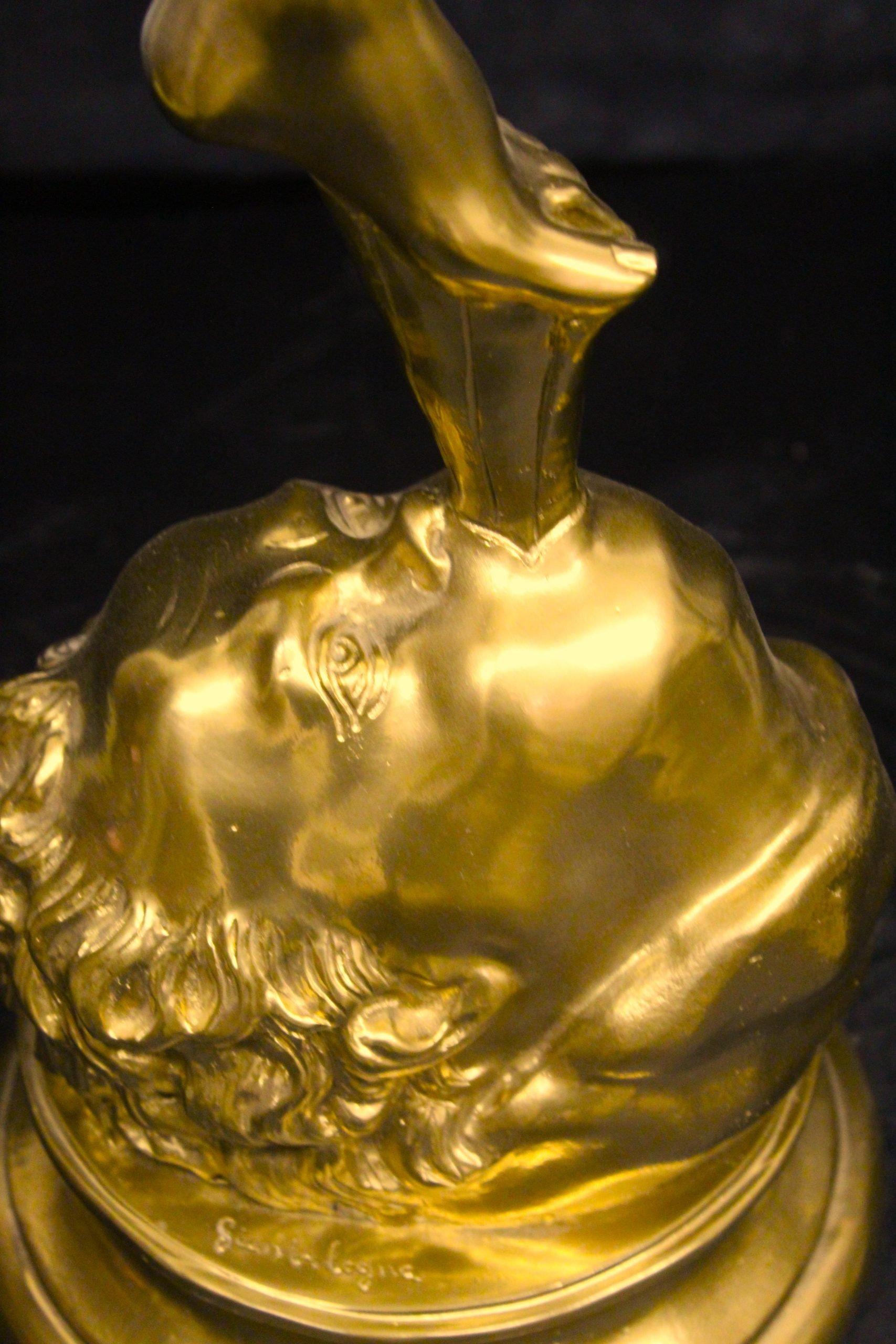 Scultura in bronzo dorato di Hermes in vendita 3