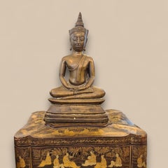 Gilded Bronze Seated Buddha, Dhyani Mudra, Ayutthaya, Thailand, 19th Century