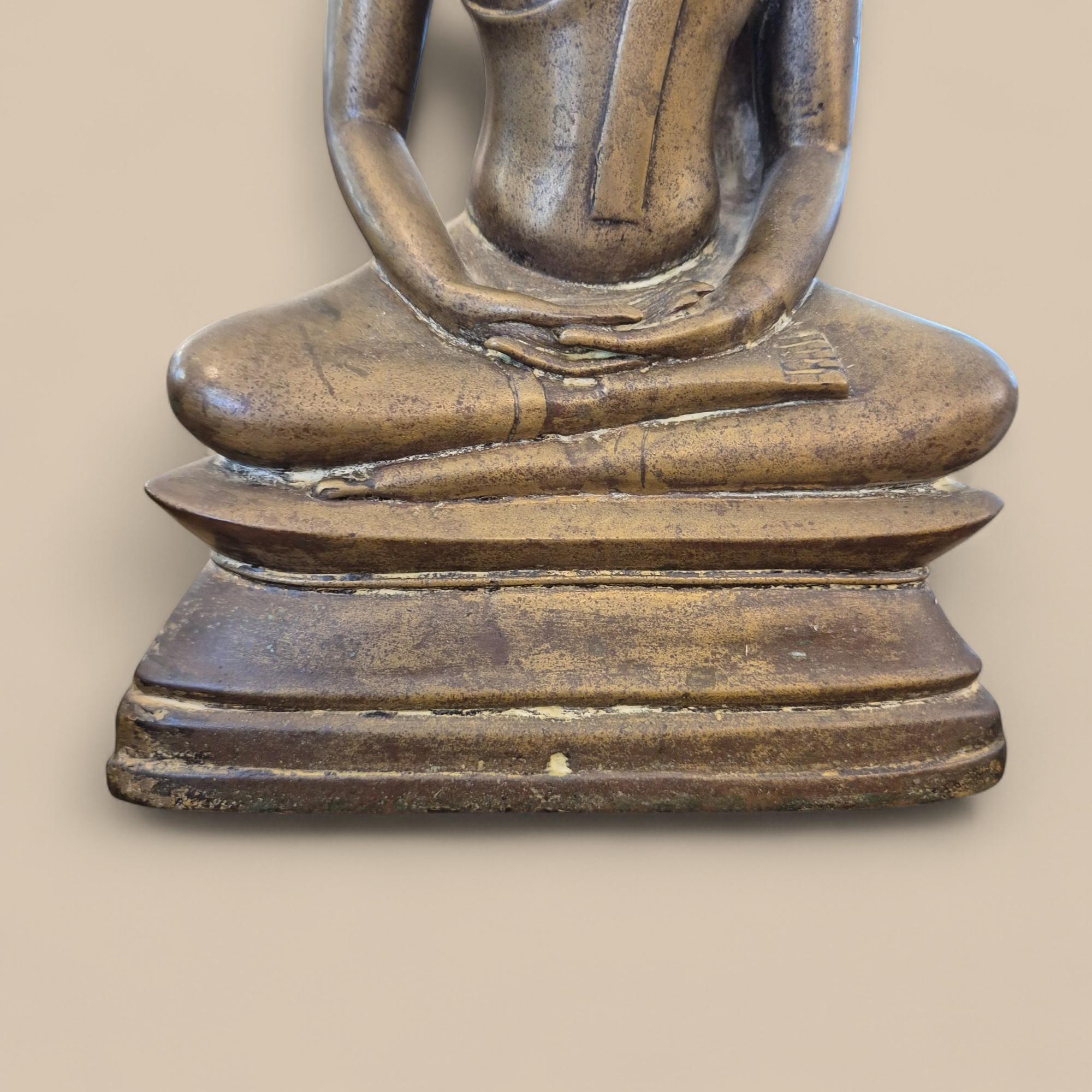 Bouddha assis en bronze doré, Dhyani Mudra, Ayutthaya, Thaïlande, XIXe siècle Bon état - En vente à NICE, FR