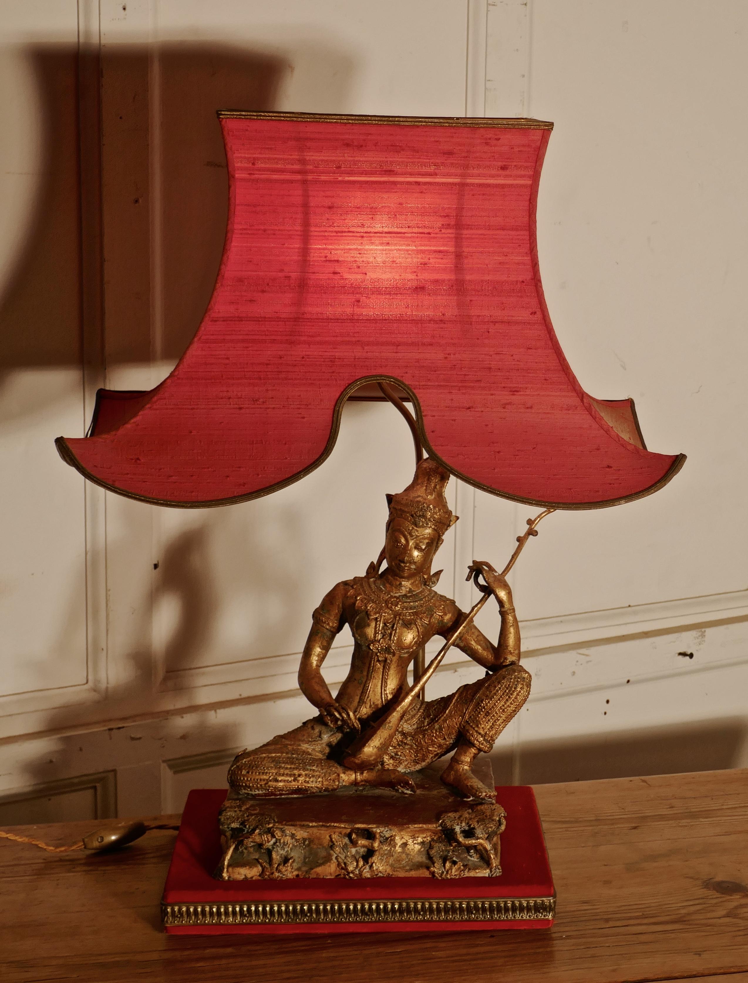 Gilded Bronze Seated Buddha Table Lamp 3