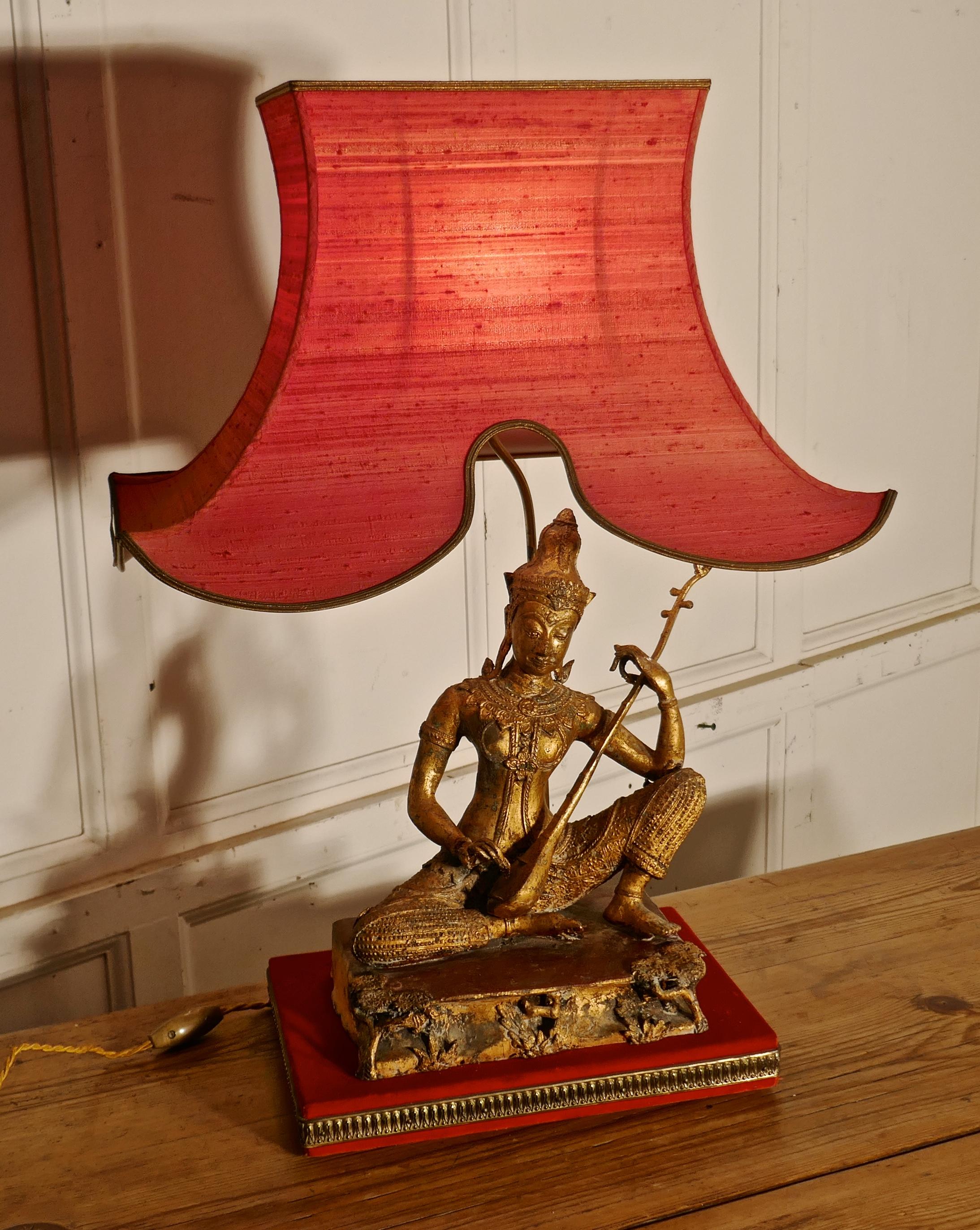 Gilded Bronze Seated Buddha Table Lamp 4
