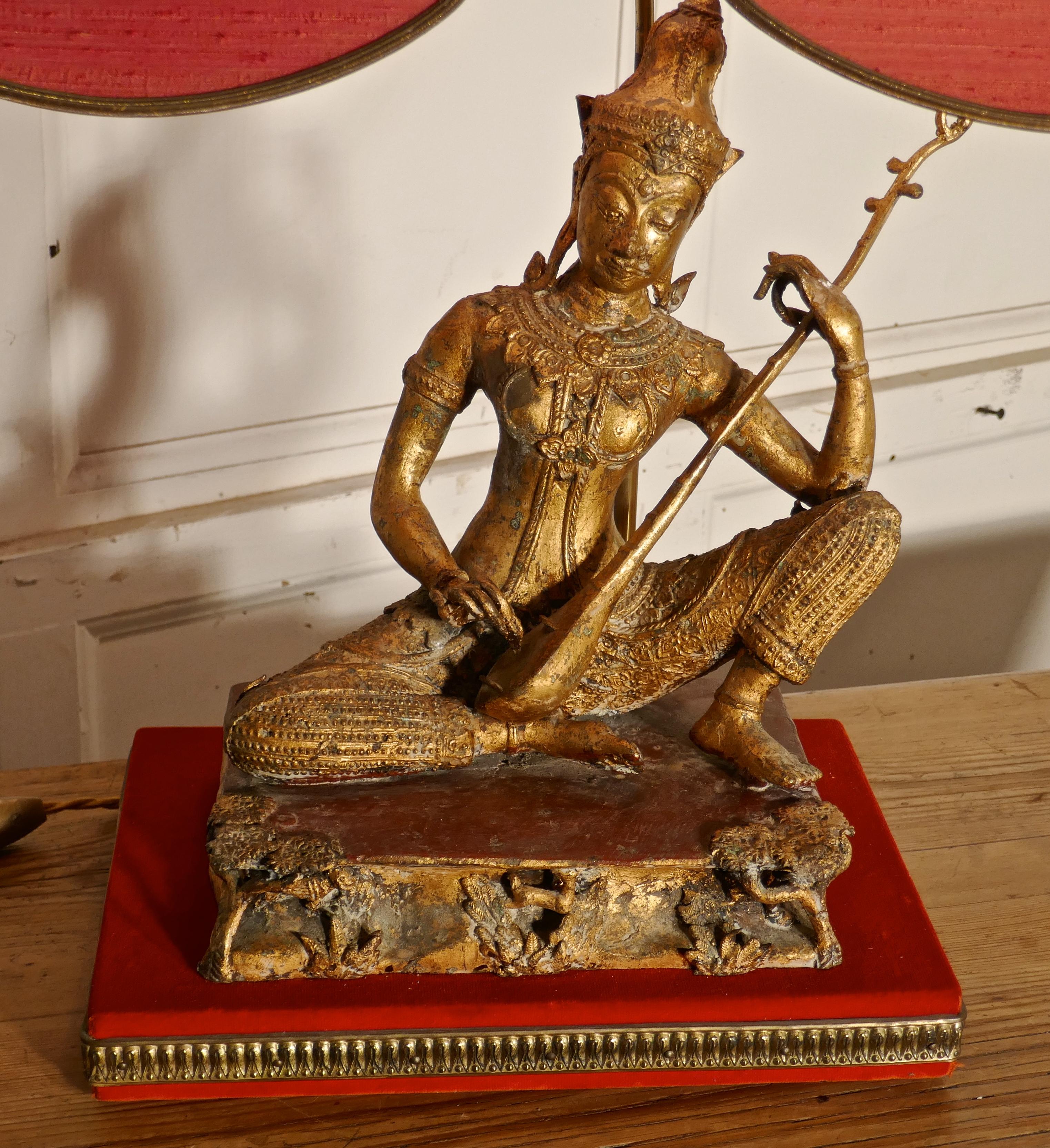 Gilded Bronze Seated Buddha Table Lamp 2