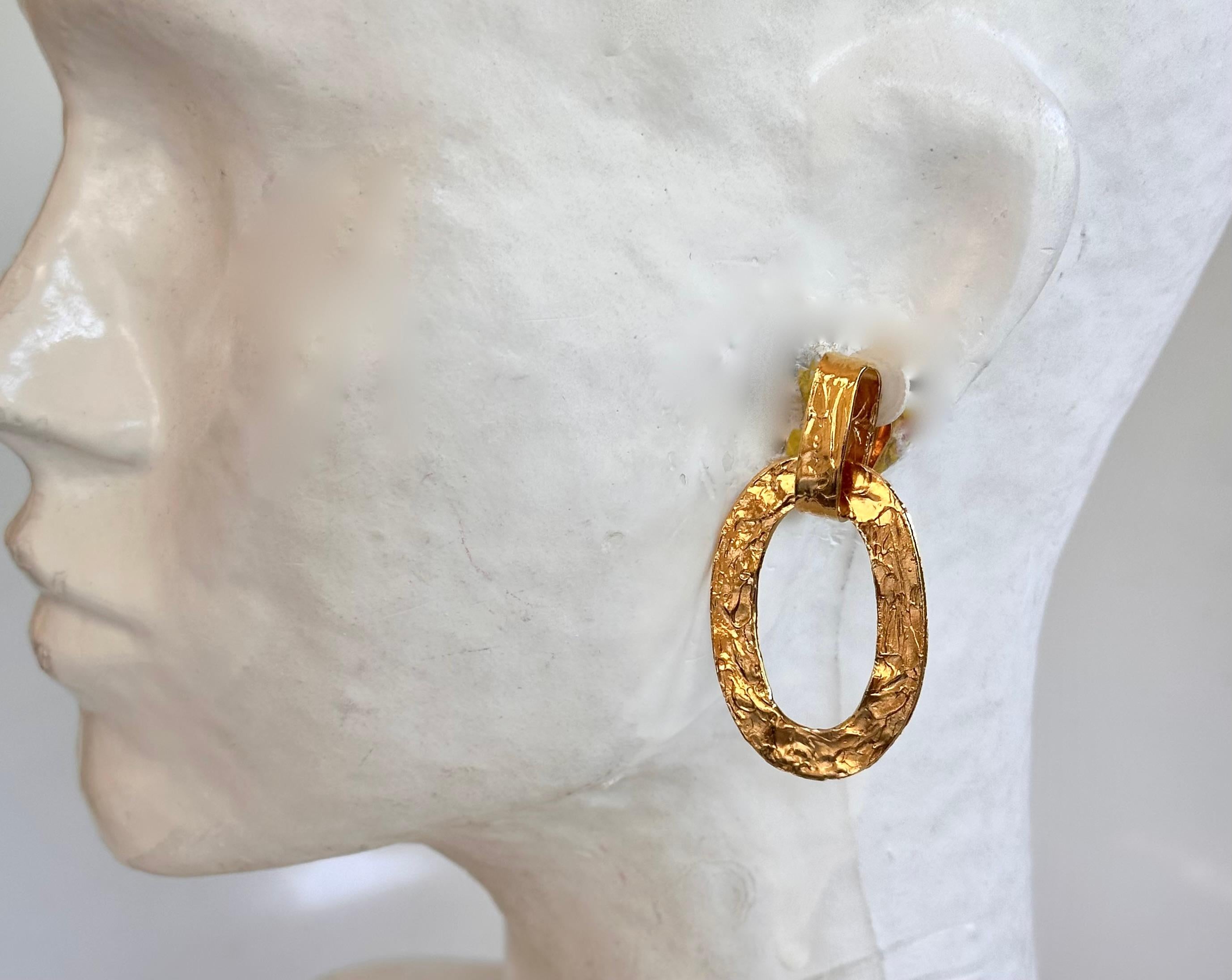 Artist Gilded Bronze Single Loop Clip Earrings For Sale