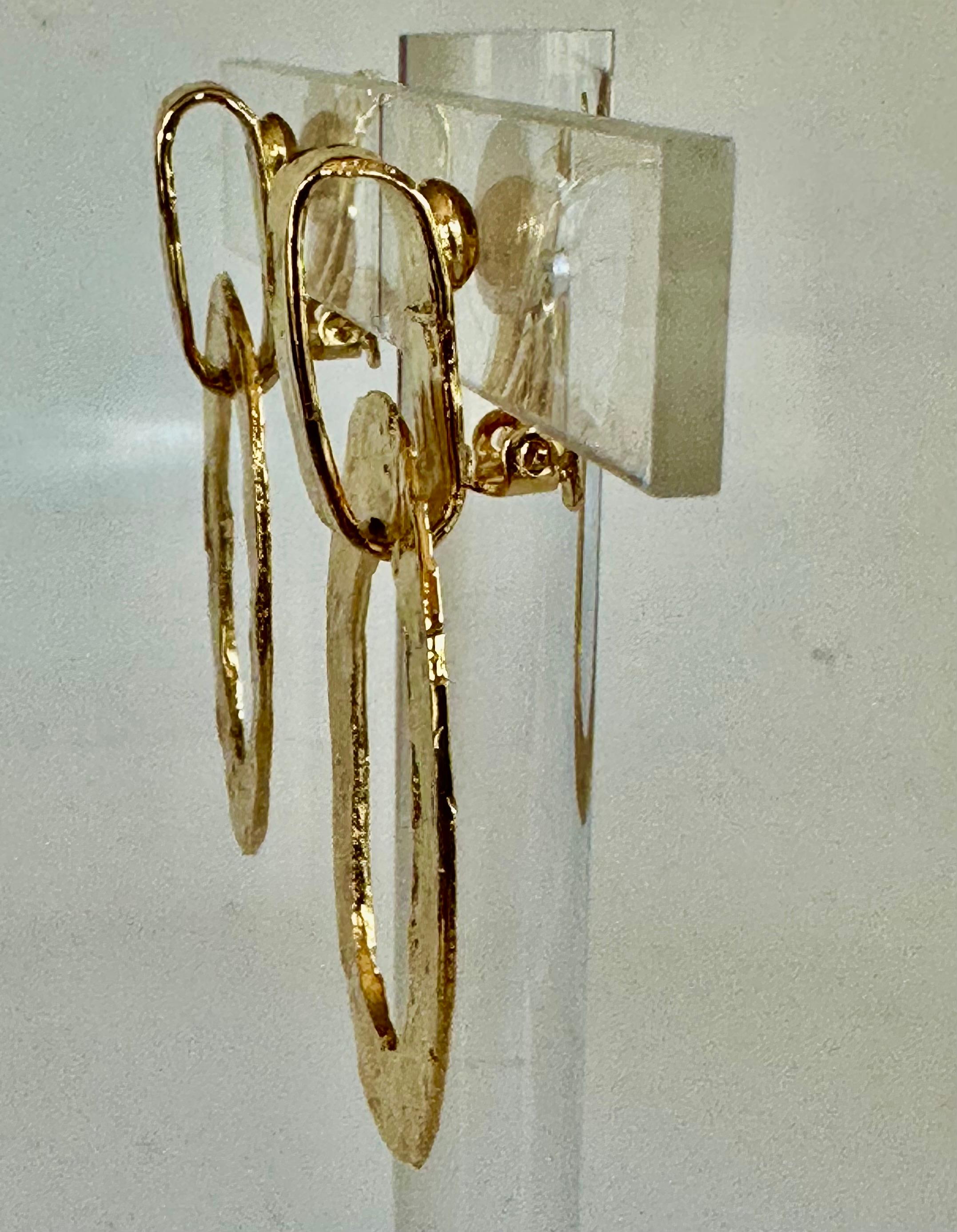 Gilded Bronze Single Loop Clip Earrings For Sale 2