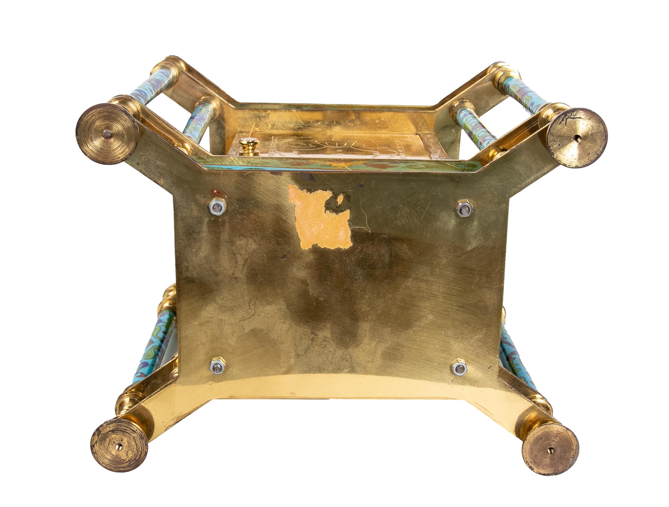 Gilded Bronze Table Clock with Cloisonne and Porcelain Decoration For Sale 8