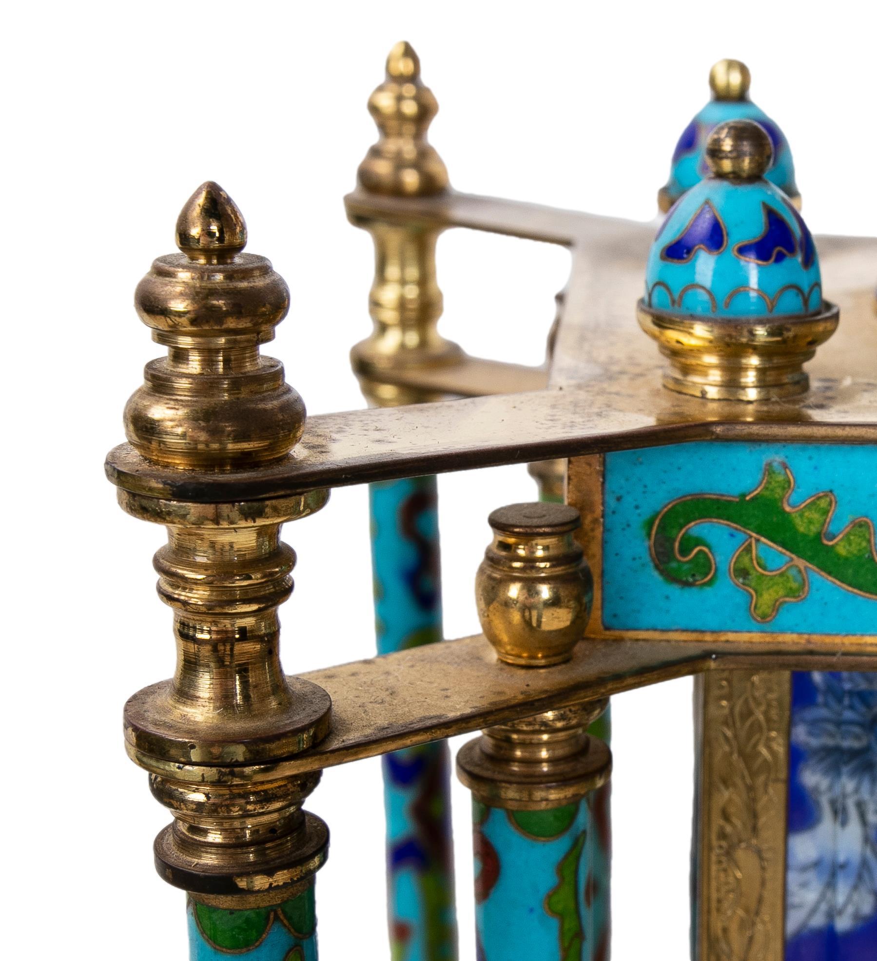 Gilded Bronze Table Clock with Cloisonne and Porcelain Decoration For Sale 11