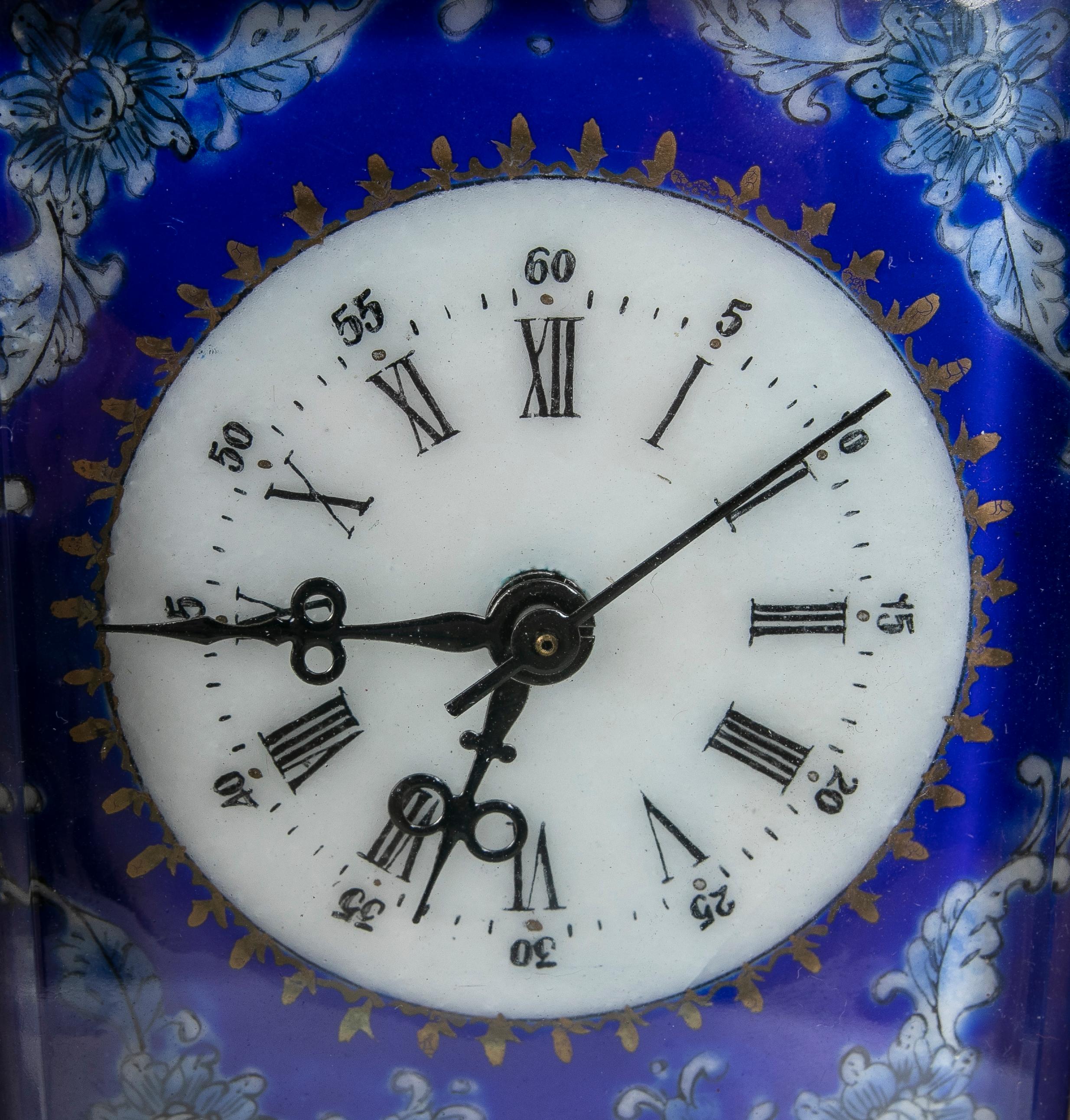 Gilded Bronze Table Clock with Cloisonne and Porcelain Decoration For Sale 14