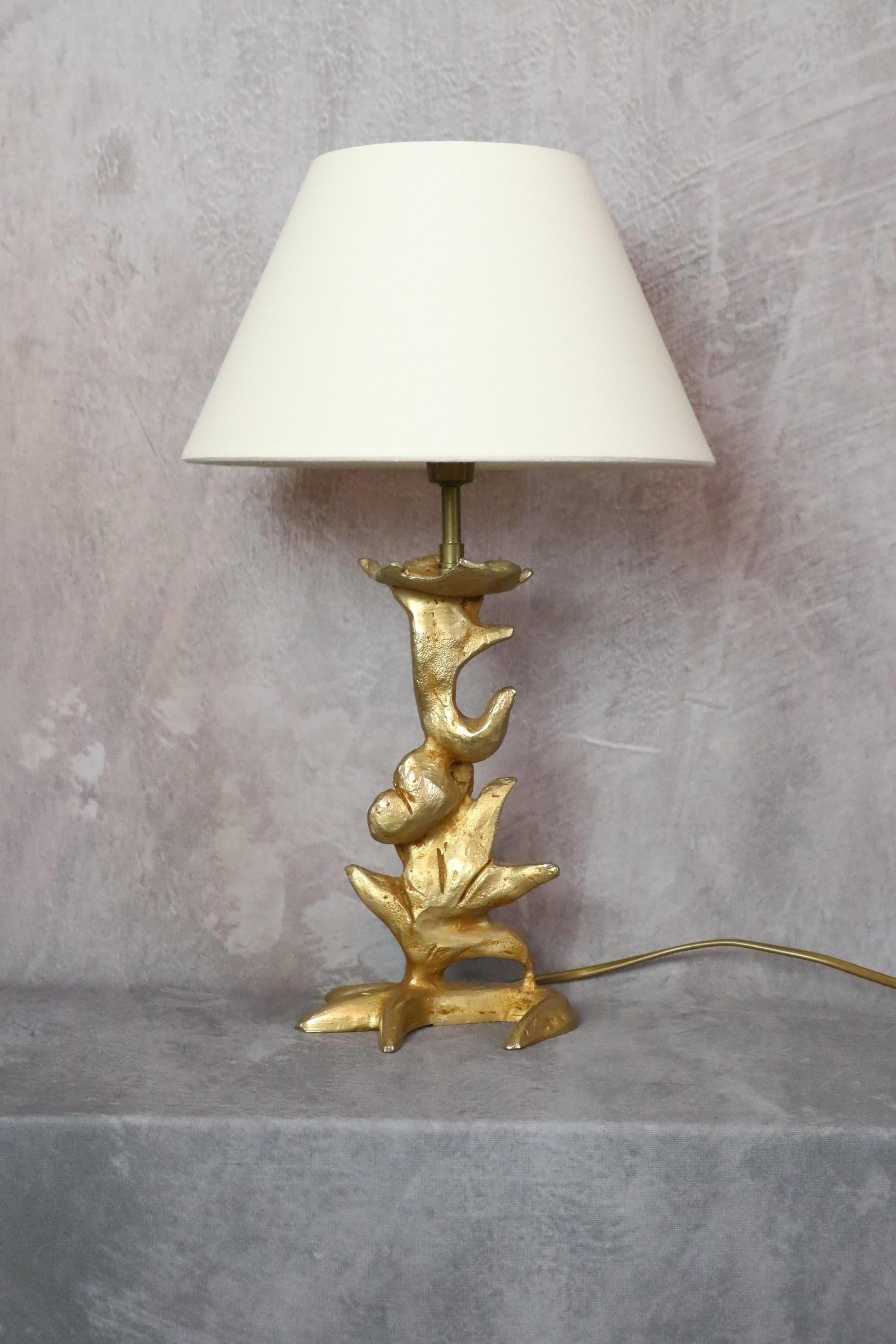 Moderne Lampe de bureau en bronze doré Georges Mathias pour Fondica, France, époque Cazenove