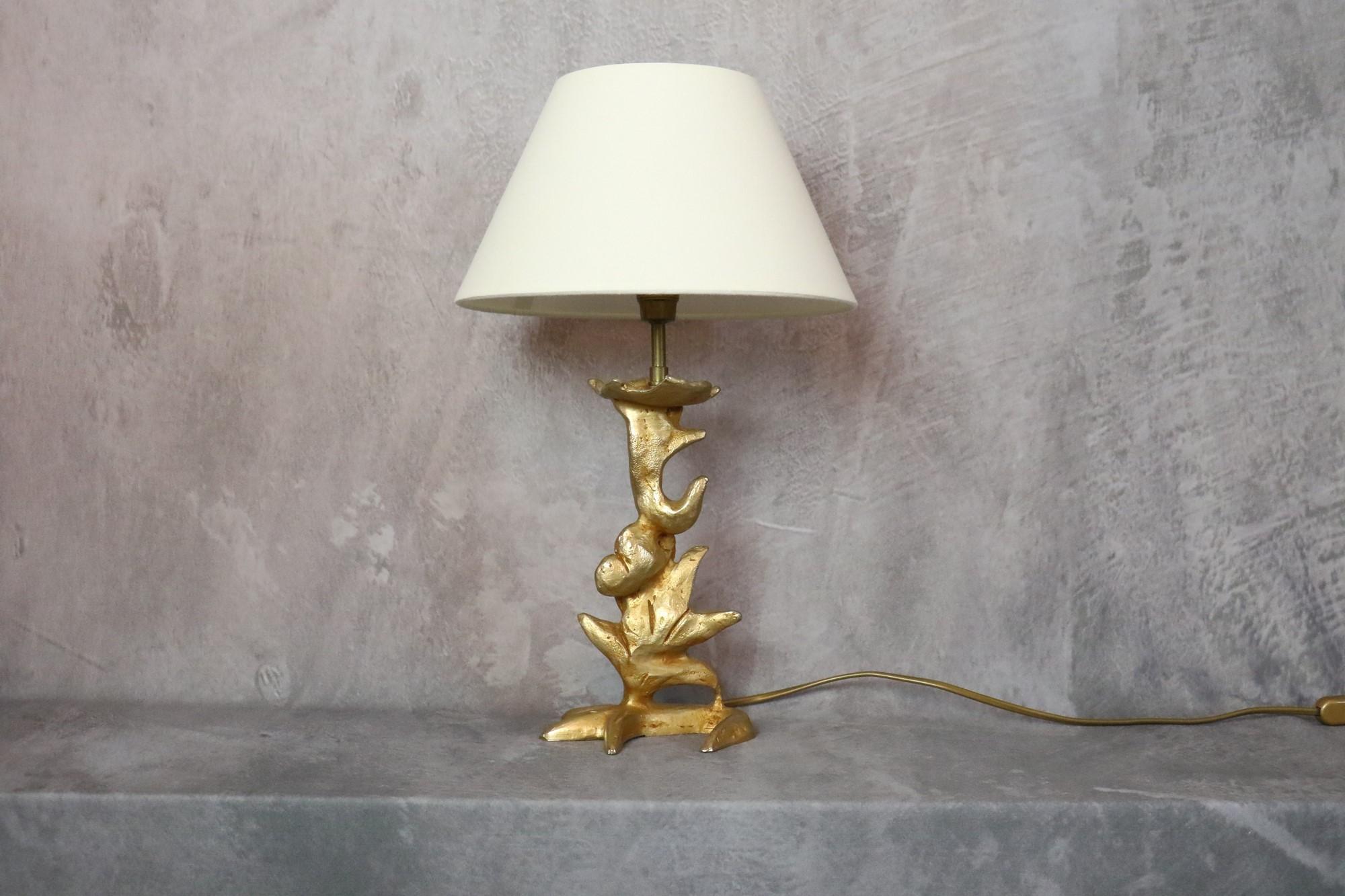 Français Lampe de bureau en bronze doré Georges Mathias pour Fondica, France, époque Cazenove