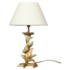 Gilded Bronze Table Lamp Georges Mathias for Fondica, France, Era Cazenove