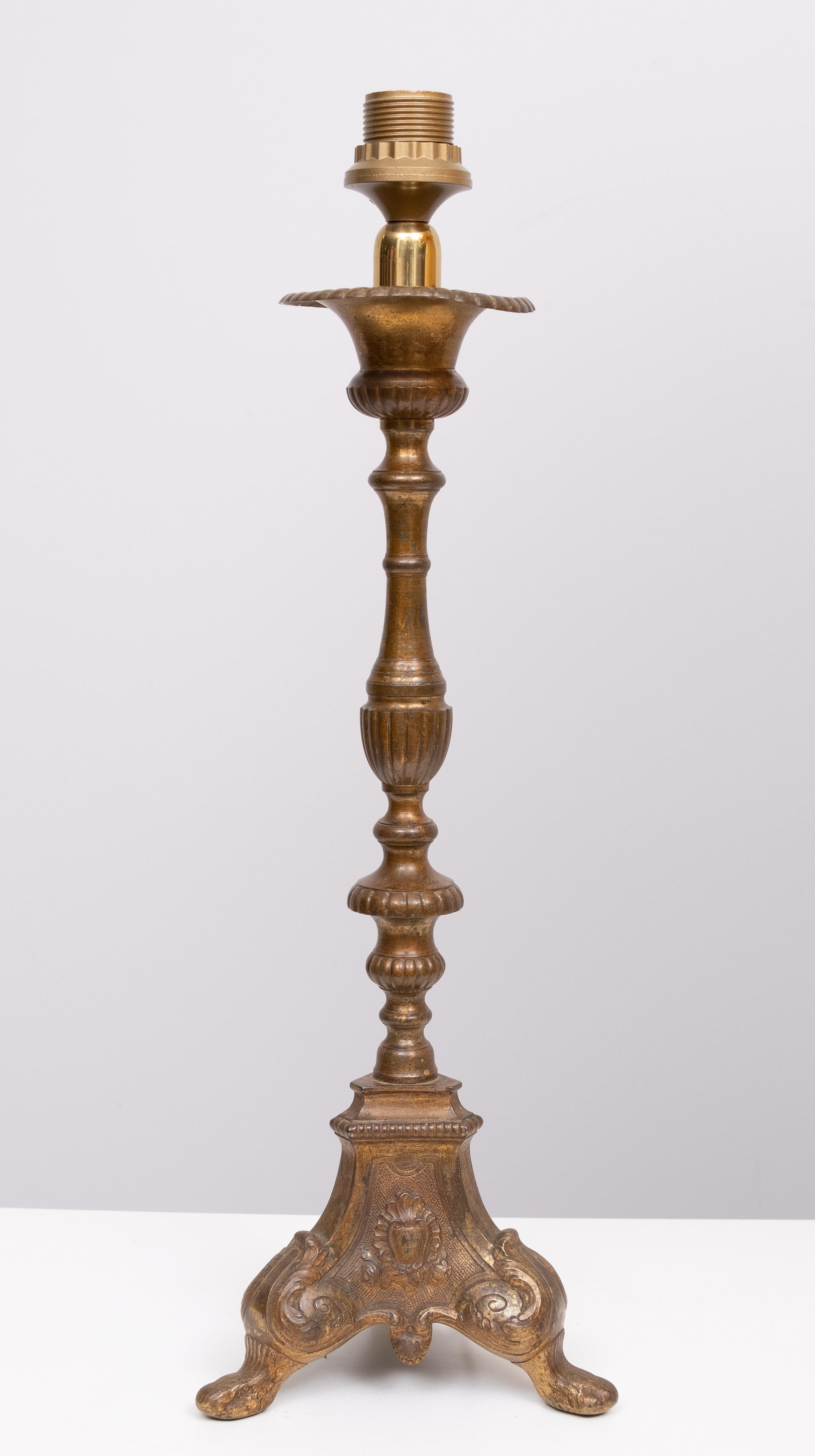 Lámparas de mesa de bronce dorado con pantallas Francia años 1880 en Bueno estado para la venta en Den Haag, NL