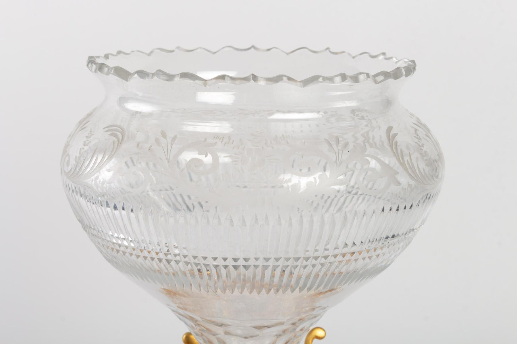 Gilt Gilded Bronze Vase, Griotte Marble and Crystal