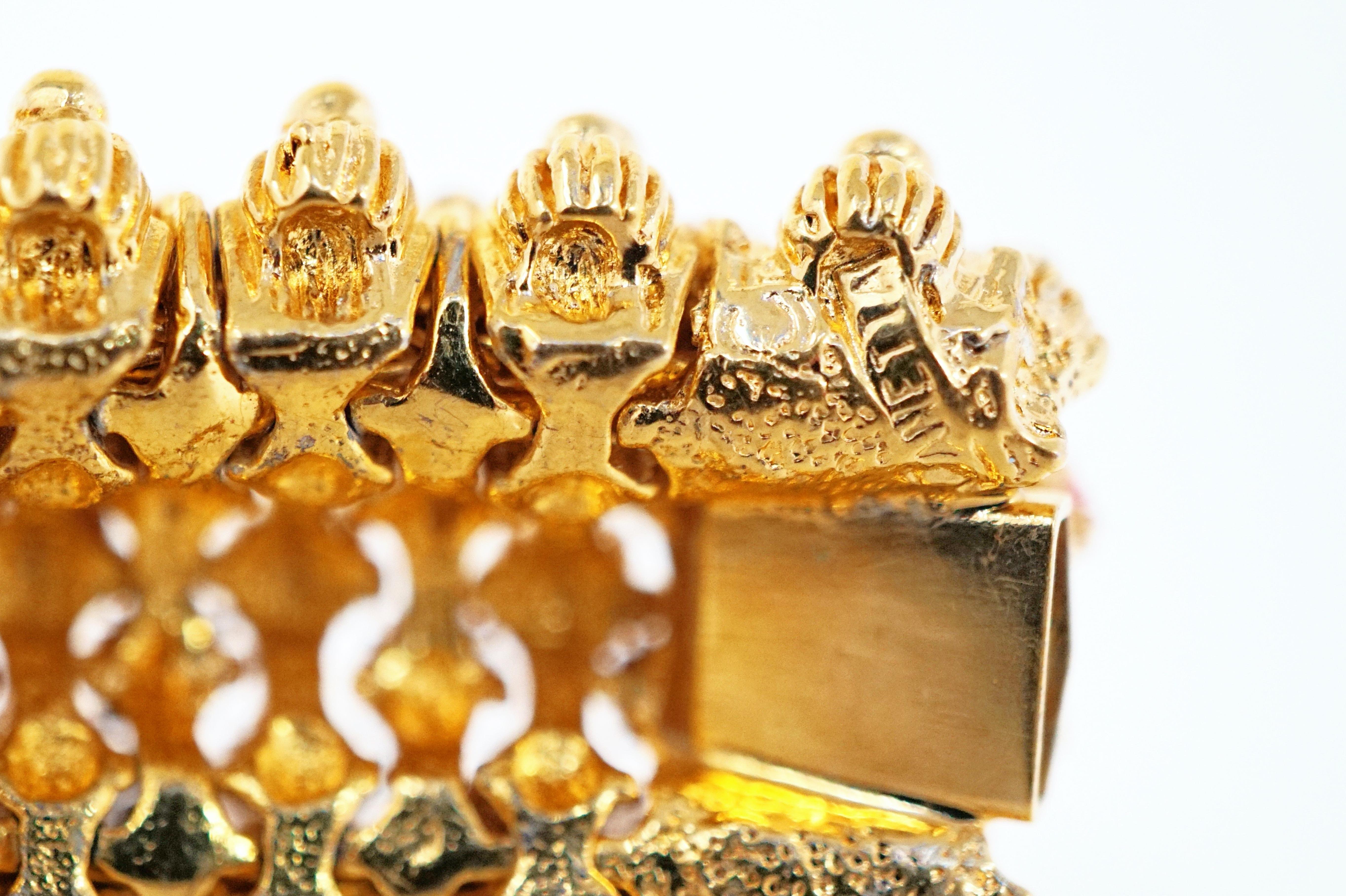 Women's Gilded Brutalist Articulating Bracelet by Panetta, circa 1960s