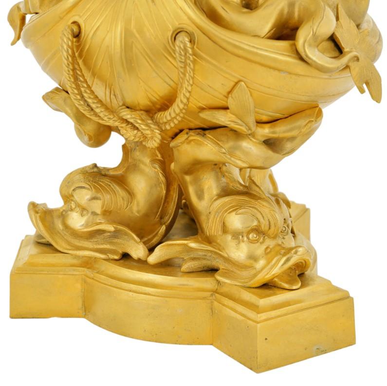 Gilded Candelabra with Cherubs and Dolphins In Good Condition For Sale In Warsaw, PL
