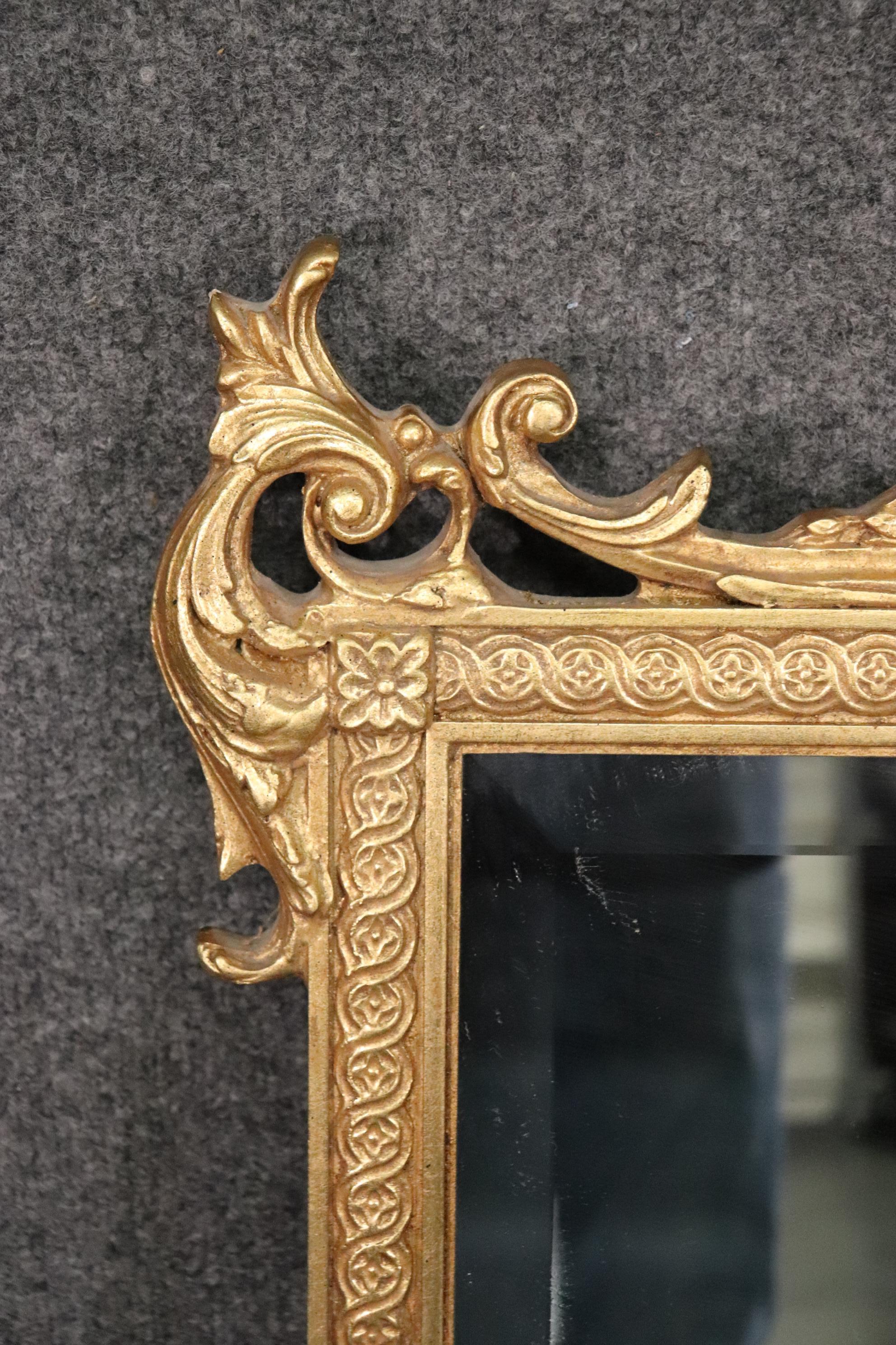 Gilded Carved French Louis XV Style Decorative Arts Beveled Glass Mirror In Good Condition In Swedesboro, NJ