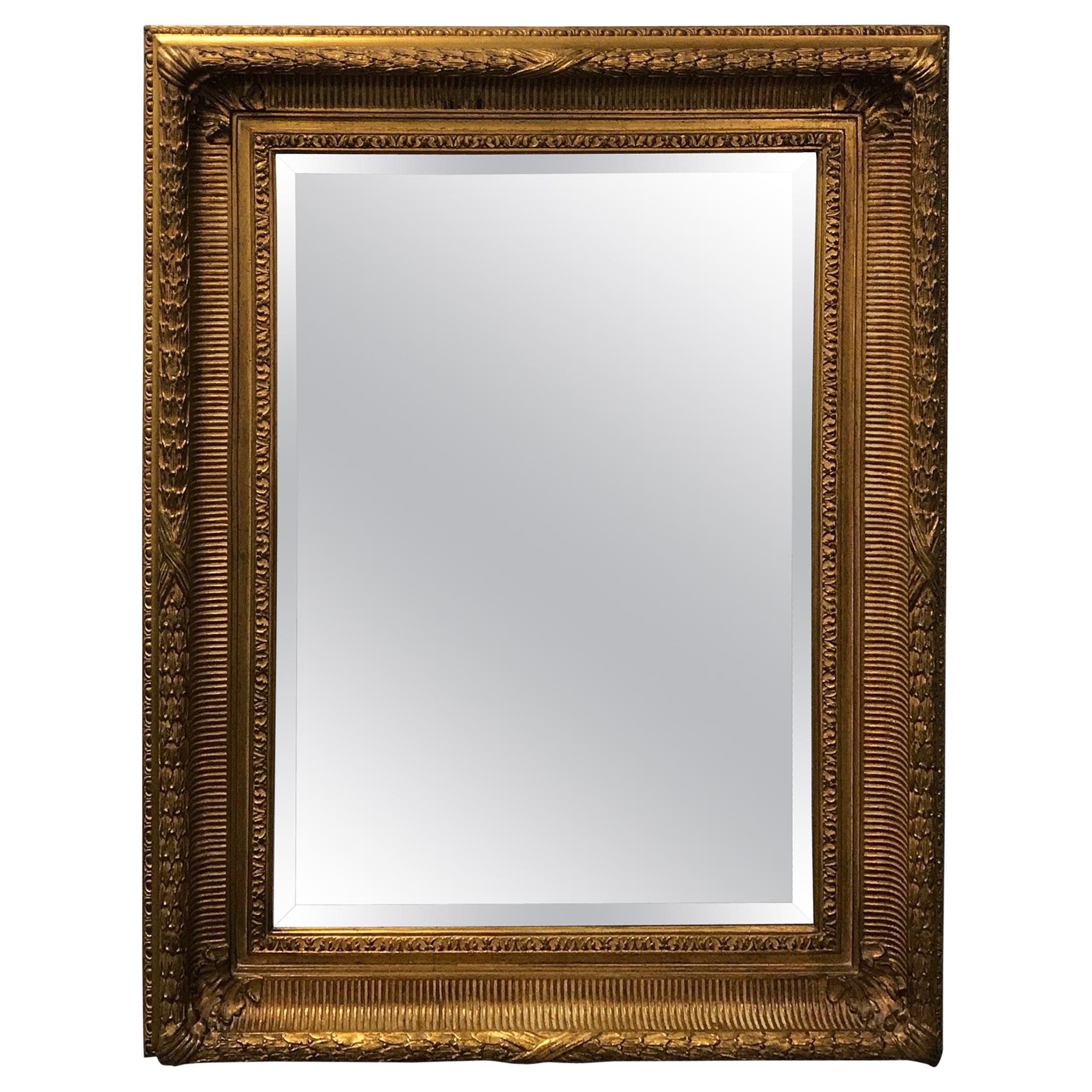 Gilded Carver's Guild London Beveled Mirror For Sale