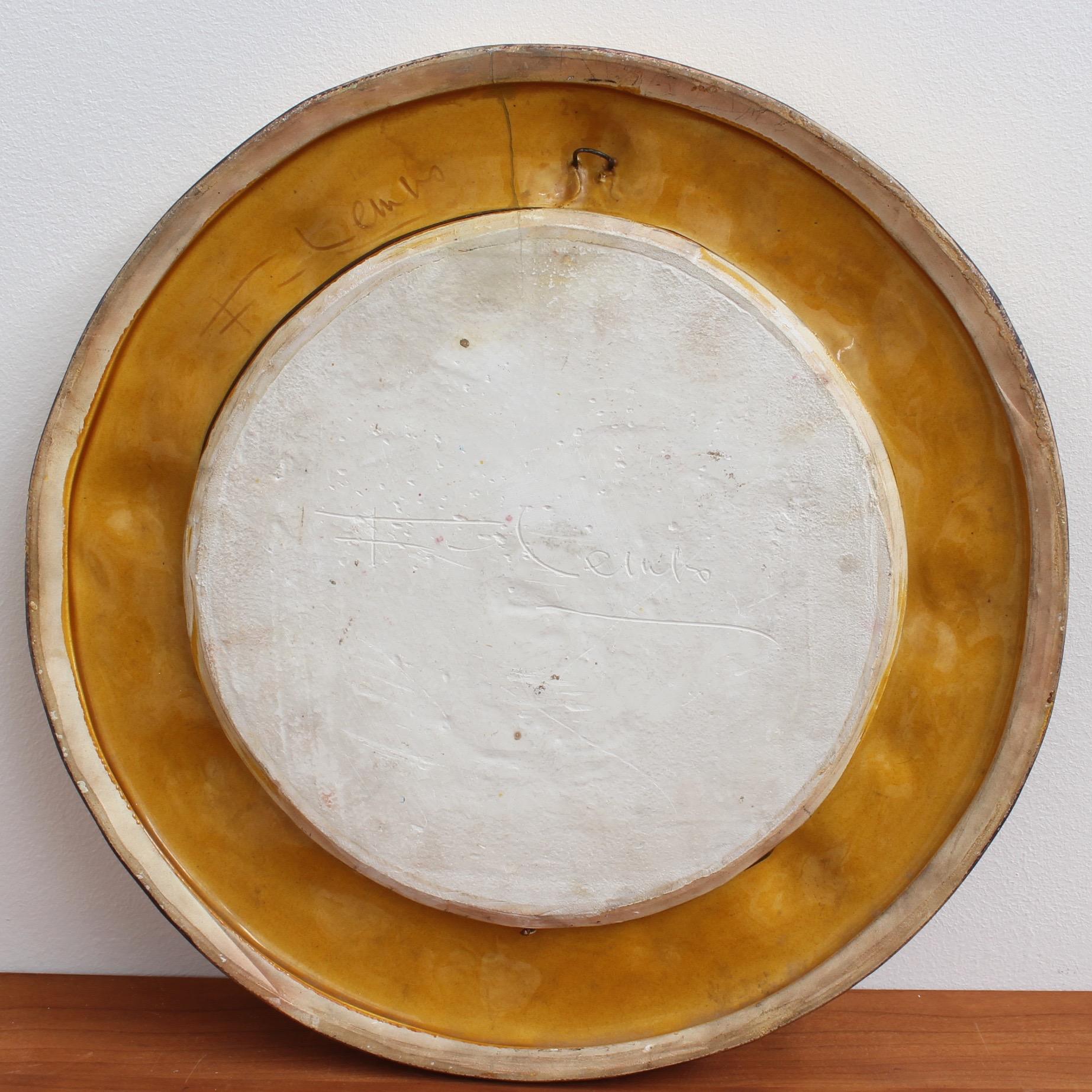Gilded Ceramic Decorative Wall Mirror by François Lembo, circa 1960s-1970s 1
