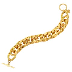 Vintage Gilded Chain Link Toggle Bracelet By Anne Klein, 1980s