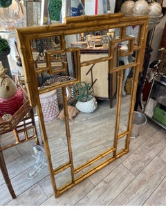 Gilded Chinese Chippendale Style Faux Bamboo Mirror