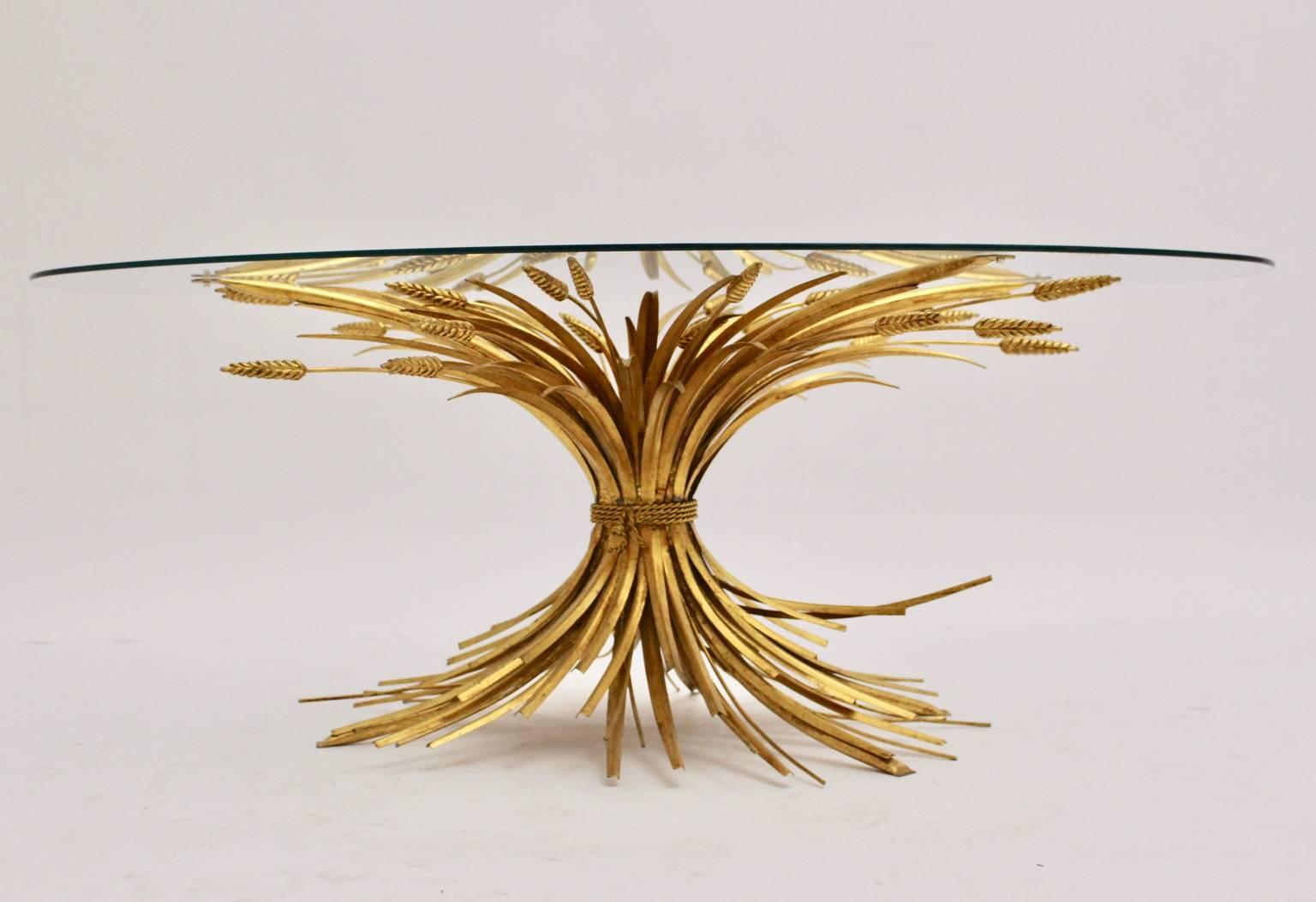 Metal Gilded Coco Chanel Style Coffee Table France circa 1961 Hollywood Regency
